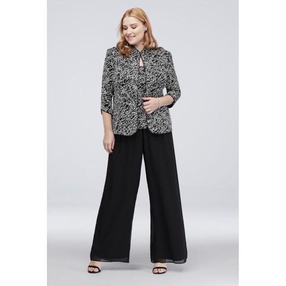 Alex Evenings Jacket/Camisole Floral Glitter Print 2 Piece Set Plus Size… - Picture 1 of 16
